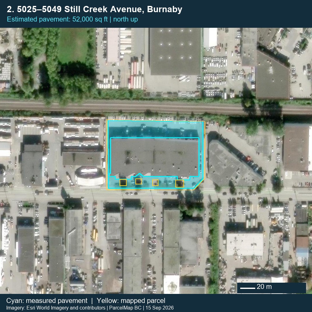 Example of an AIM site assessment with measured pavement outlined on an aerial map