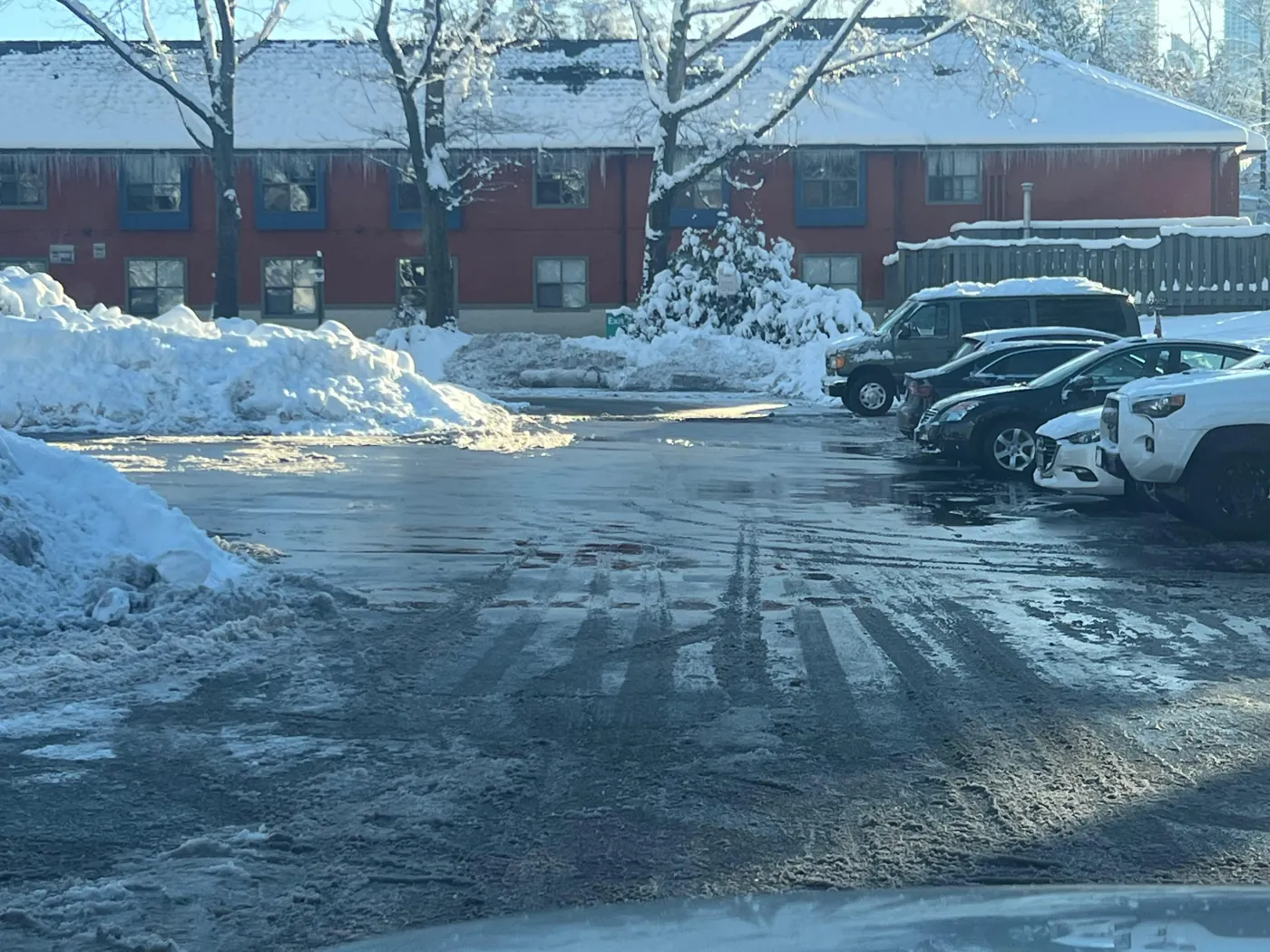 Parking area following snow clearing